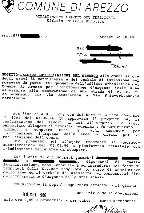 Decreto autorizzazione del sindaco