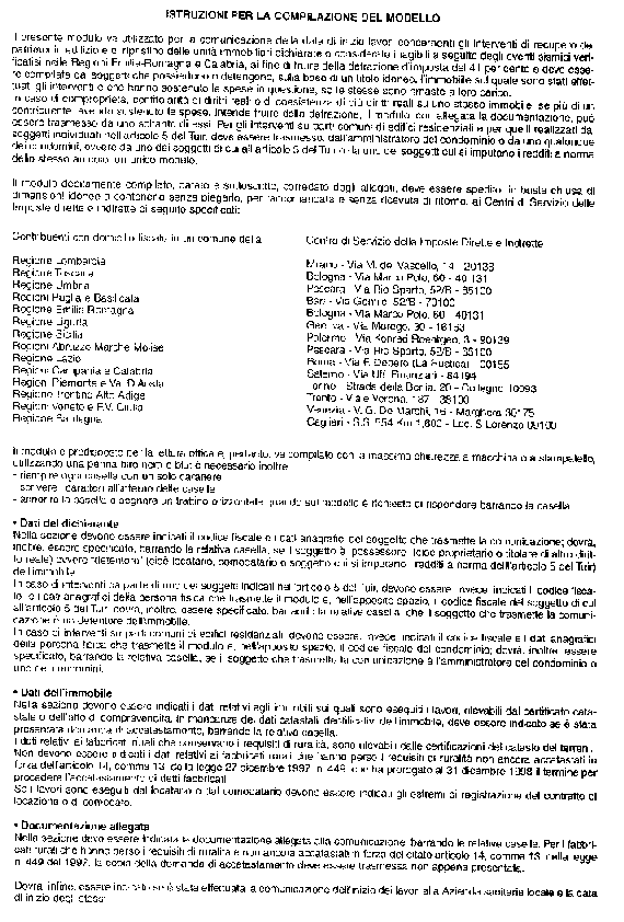 Istruzioni modulo