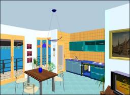 La zona pranzo guardando la cucina